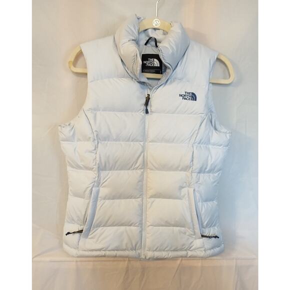 The Northface 700 Women's Puffer Vest Size S Full Zip Light Blue Goose Down
